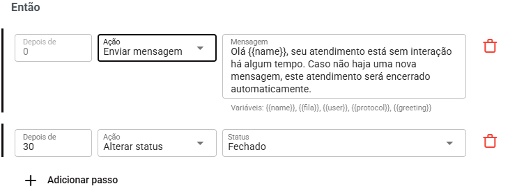 Ações e Mensagem