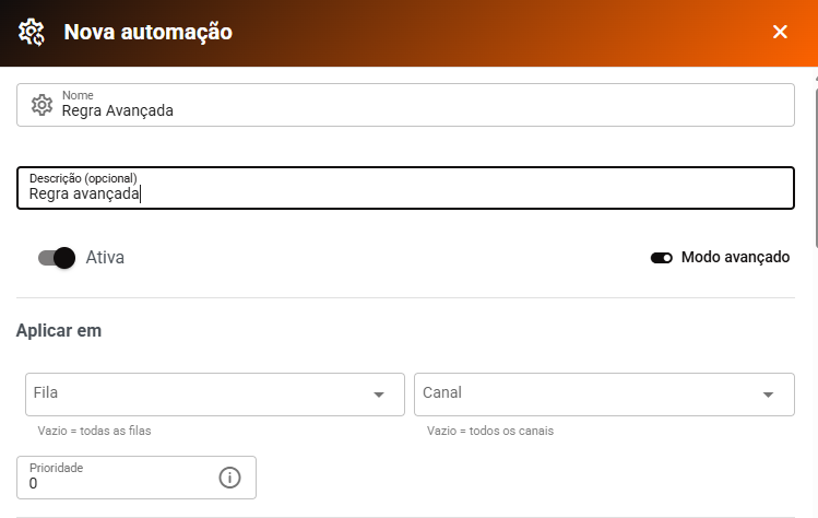 Configuração Inicial no Modo Avançado