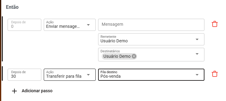 Adicionando múltiplos passos